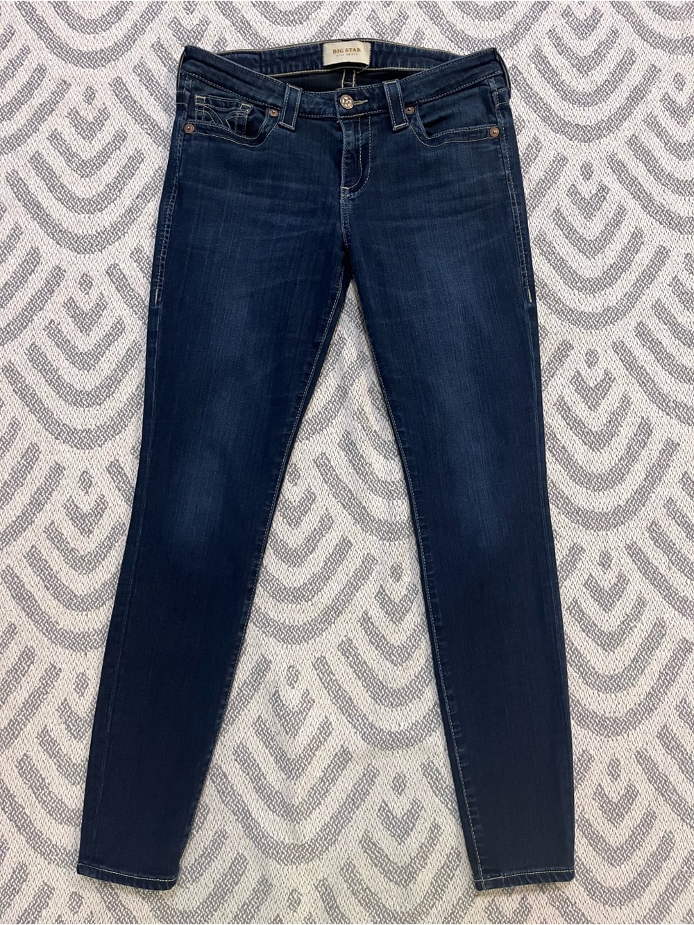 BIG STAR // THE BUCKLE Womens Alex Skinny Non-Distressed Dark Wash Blue Jeans 28